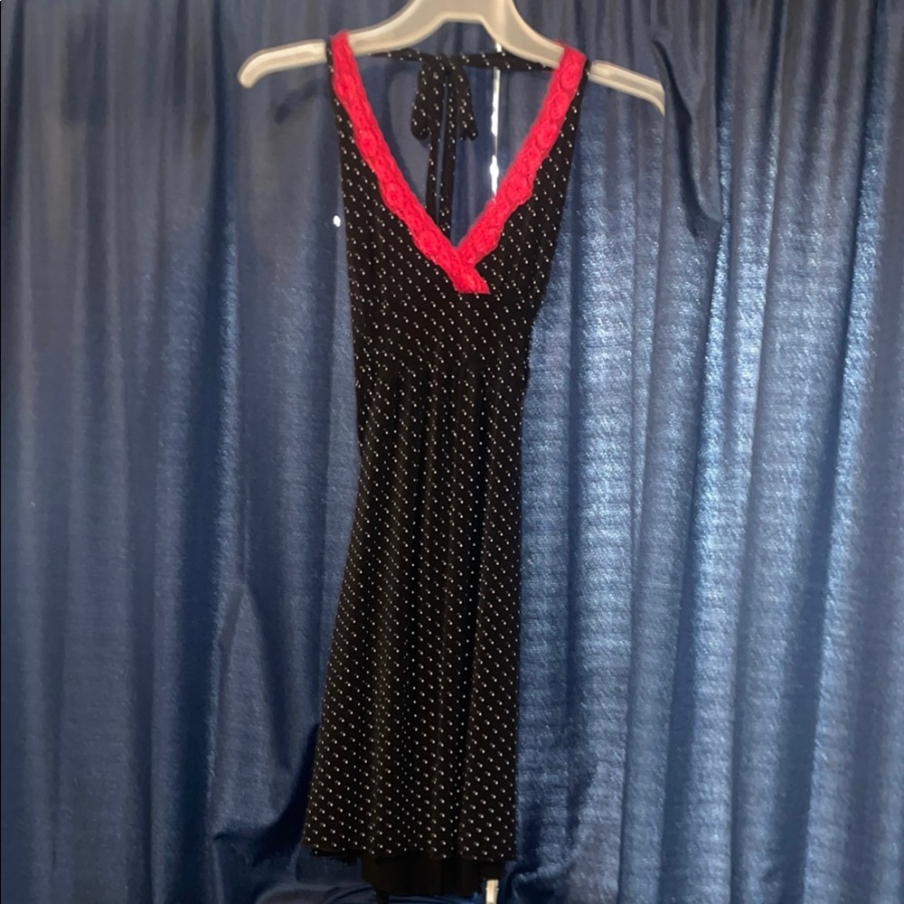 Wet Seal Black and Red Backless Halter Dress